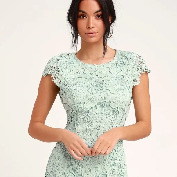 Lulus Romance Language Sage Backless Lace Dress - XS - Picture 2 of 7
